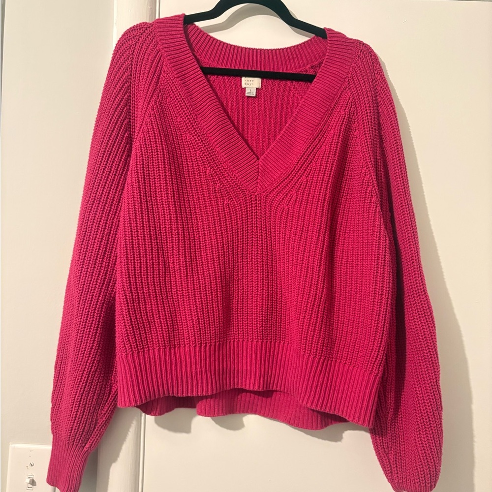 Cozy Pink V-Neck Sweater